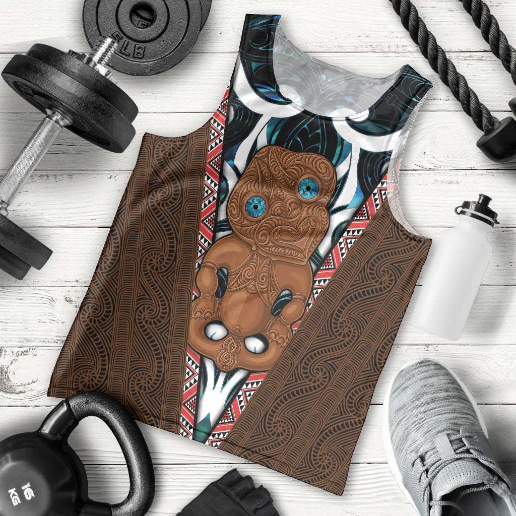 New Zealand Whakairo Men Tank Top Tiki Maori Carving Taniko Motifs