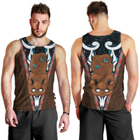 New Zealand Whakairo Men Tank Top Tiki Maori Carving Taniko Motifs