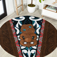 New Zealand Whakairo Round Carpet Tiki Maori Carving Taniko Motifs LT14 Multicolor - Polynesian Pride