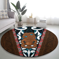 New Zealand Whakairo Round Carpet Tiki Maori Carving Taniko Motifs LT14 - Polynesian Pride