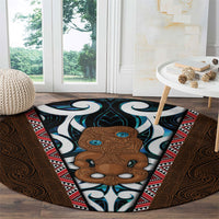 New Zealand Whakairo Round Carpet Tiki Maori Carving Taniko Motifs LT14 - Polynesian Pride