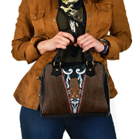 New Zealand Whakairo Shoulder Handbag Tiki Maori Carving Taniko Motifs LT14 - Polynesian Pride