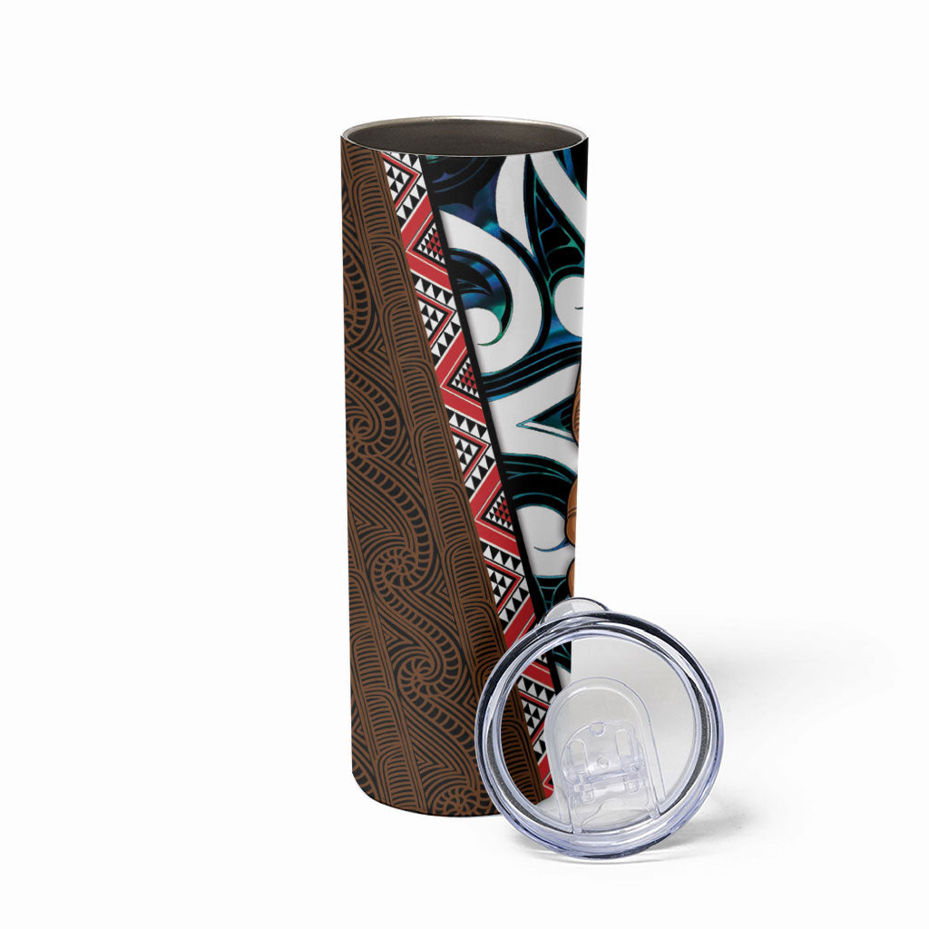 New Zealand Whakairo Skinny Tumbler Tiki Maori Carving Taniko Motifs LT14 - Polynesian Pride