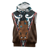 New Zealand Whakairo Sleeveless Hoodie Tiki Maori Carving Taniko Motifs LT14 Multicolor - Polynesian Pride