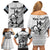 Custom Fiji Tapa Rugby Family Matching Off Shoulder Short Dress and Hawaiian Shirt Flying Fijian 2023 World Cup With Dabbing Ball LT14 - Polynesian Pride