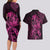 Polynesia Breast Cancer Awareness Couples Matching Long Sleeve Bodycon Dress and Hawaiian Shirt No One Fights Alone Pink Ribbon With Butterfly LT14 - Polynesian Pride