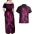 Polynesia Breast Cancer Awareness Couples Matching Off Shoulder Maxi Dress and Hawaiian Shirt No One Fights Alone Pink Ribbon With Butterfly LT14 - Polynesian Pride