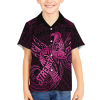 Polynesia Breast Cancer Awareness Kid Hawaiian Shirt No One Fights Alone Pink Ribbon With Butterfly LT14 - Polynesian Pride