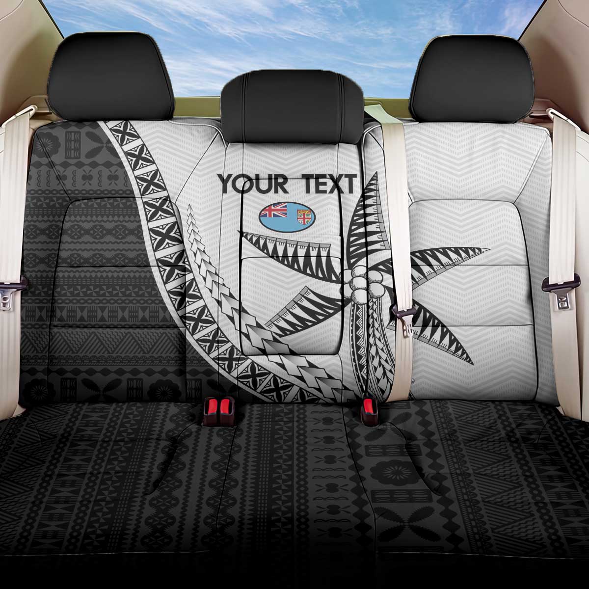 Custom Fiji Rugby Back Car Seat Cover Go Champions Fijian Tapa Cloth