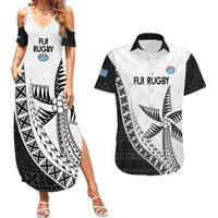 Custom Fiji Rugby Couples Matching Summer Maxi Dress and Hawaiian Shirt Go Champions Fijian Tapa Cloth LT14 White - Polynesian Pride