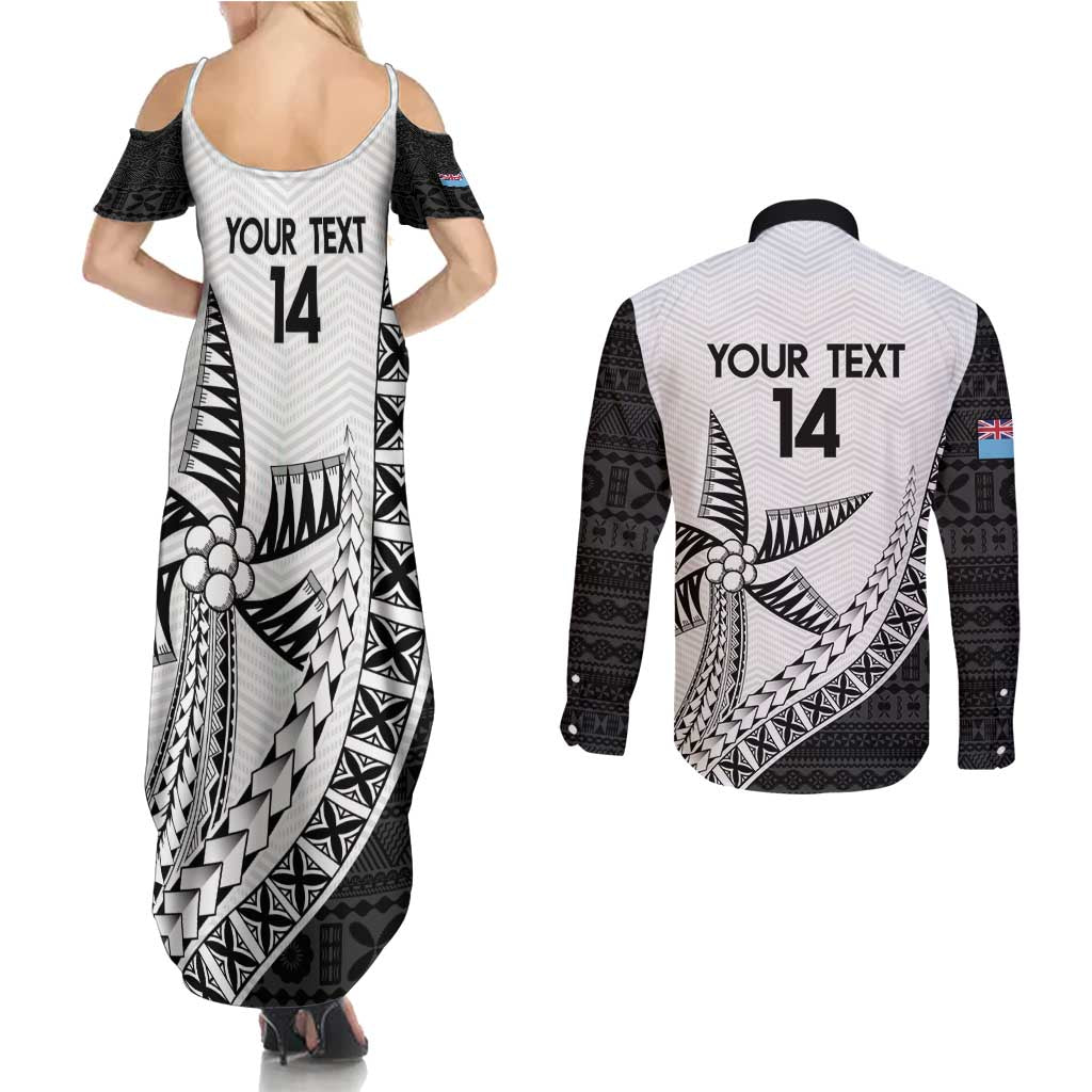 Custom Fiji Rugby Couples Matching Summer Maxi Dress and Long Sleeve Button Shirt Go Champions Fijian Tapa Cloth LT14 - Polynesian Pride