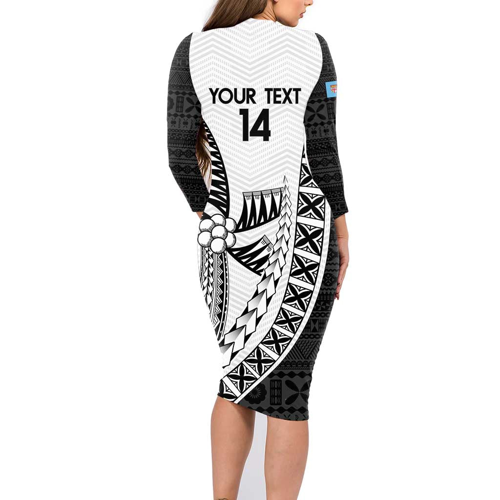 Custom Fiji Rugby Family Matching Long Sleeve Bodycon Dress and Hawaiian Shirt Go Champions Fijian Tapa Cloth LT14 - Polynesian Pride