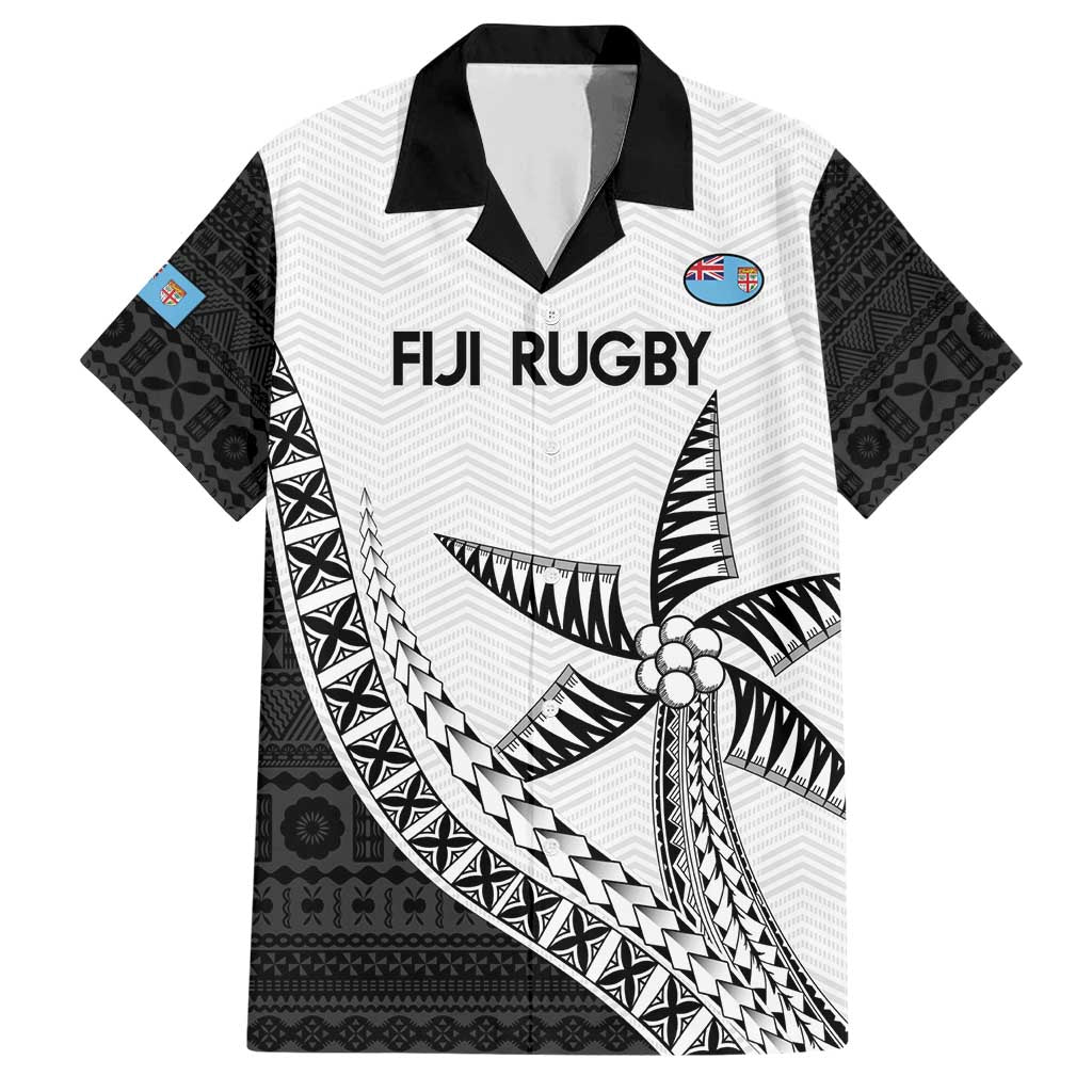 Custom Fiji Rugby Family Matching Short Sleeve Bodycon Dress and Hawaiian Shirt Go Champions Fijian Tapa Cloth LT14 Dad's Shirt - Short Sleeve White - Polynesian Pride