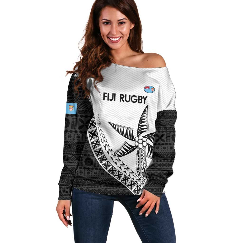 Custom Fiji Rugby Off Shoulder Sweater Go Champions Fijian Tapa Cloth