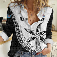 Custom Fiji Rugby Women Casual Shirt Go Champions Fijian Tapa Cloth LT14 Female White - Polynesian Pride