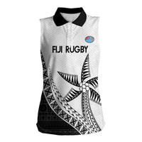 Custom Fiji Rugby Women Sleeveless Polo Shirt Go Champions Fijian Tapa Cloth LT14 Female White - Polynesian Pride