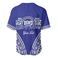 Personalised Queen Salote College Baseball Jersey Kolisi Fefine 100th Anniversary Kupesi Blue - Polynesian Pride