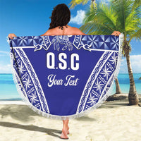 Personalised Queen Salote College Beach Blanket Kolisi Fefine 100th Anniversary Kupesi Blue - Polynesian Pride