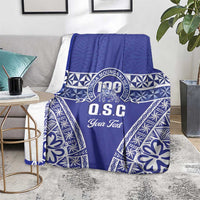 Personalised Queen Salote College Blanket Kolisi Fefine 100th Anniversary Kupesi Blue - Polynesian Pride