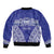 Personalised Queen Salote College Bomber Jacket Kolisi Fefine 100th Anniversary Kupesi Blue - Polynesian Pride
