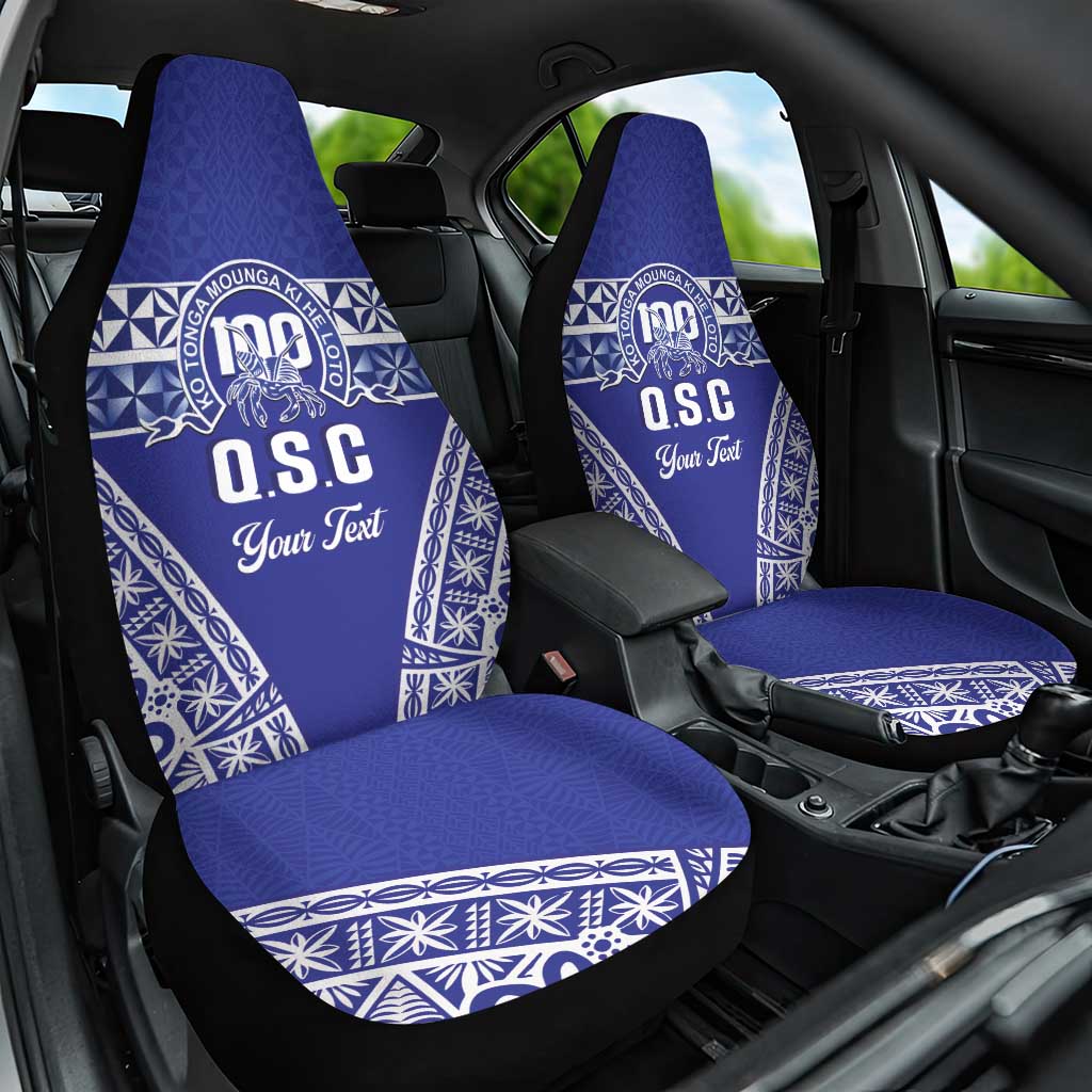 Personalised Queen Salote College Car Seat Cover Kolisi Fefine 100th Anniversary Kupesi Blue - Polynesian Pride
