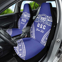 Personalised Queen Salote College Car Seat Cover Kolisi Fefine 100th Anniversary Kupesi Blue - Polynesian Pride
