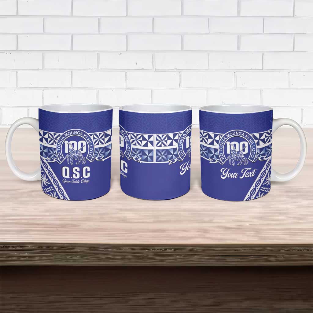 Personalised Queen Salote College Ceramic Mug Kolisi Fefine 100th Anniversary Kupesi Blue - Polynesian Pride