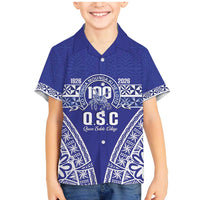 Personalised Queen Salote College Family Matching Mermaid Dress and Hawaiian Shirt Kolisi Fefine 100th Anniversary Kupesi Blue - Polynesian Pride