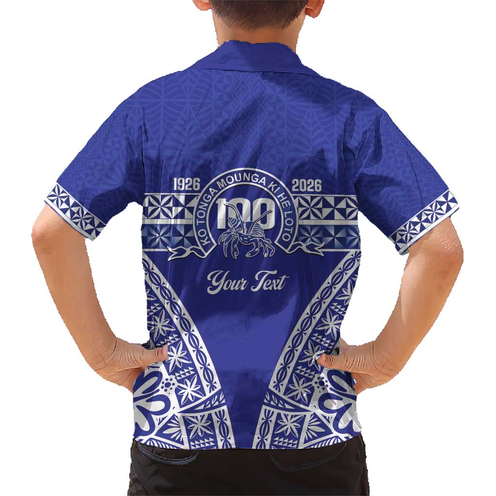 Personalised Queen Salote College Family Matching Short Sleeve Bodycon Dress and Hawaiian Shirt Kolisi Fefine 100th Anniversary Kupesi Blue - Polynesian Pride