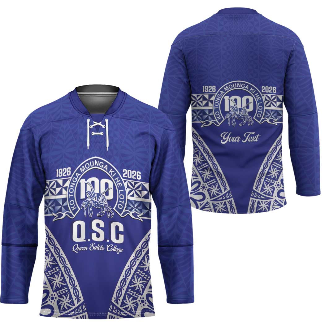 Personalised Queen Salote College Hockey Jersey Kolisi Fefine 100th Anniversary Kupesi Blue - Polynesian Pride