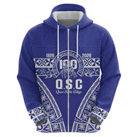 Personalised Queen Salote College Hoodie Kolisi Fefine 100th Anniversary Kupesi Blue - Polynesian Pride