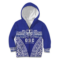 Personalised Queen Salote College Kid Hoodie Kolisi Fefine 100th Anniversary Kupesi Blue - Polynesian Pride