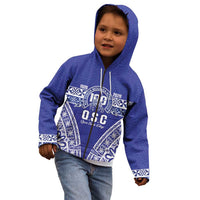 Personalised Queen Salote College Kid Hoodie Kolisi Fefine 100th Anniversary Kupesi Blue - Polynesian Pride