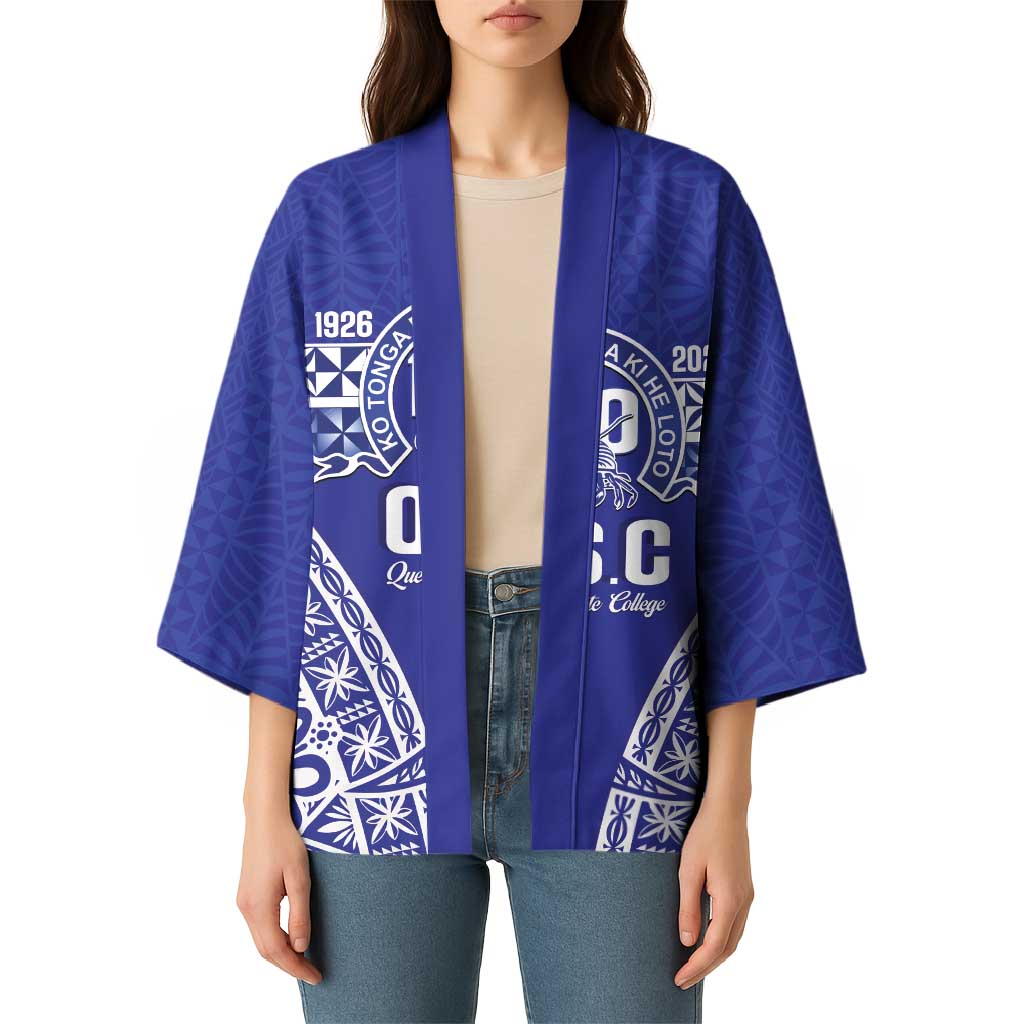 Personalised Queen Salote College Kimono Kolisi Fefine 100th Anniversary Kupesi Blue - Polynesian Pride