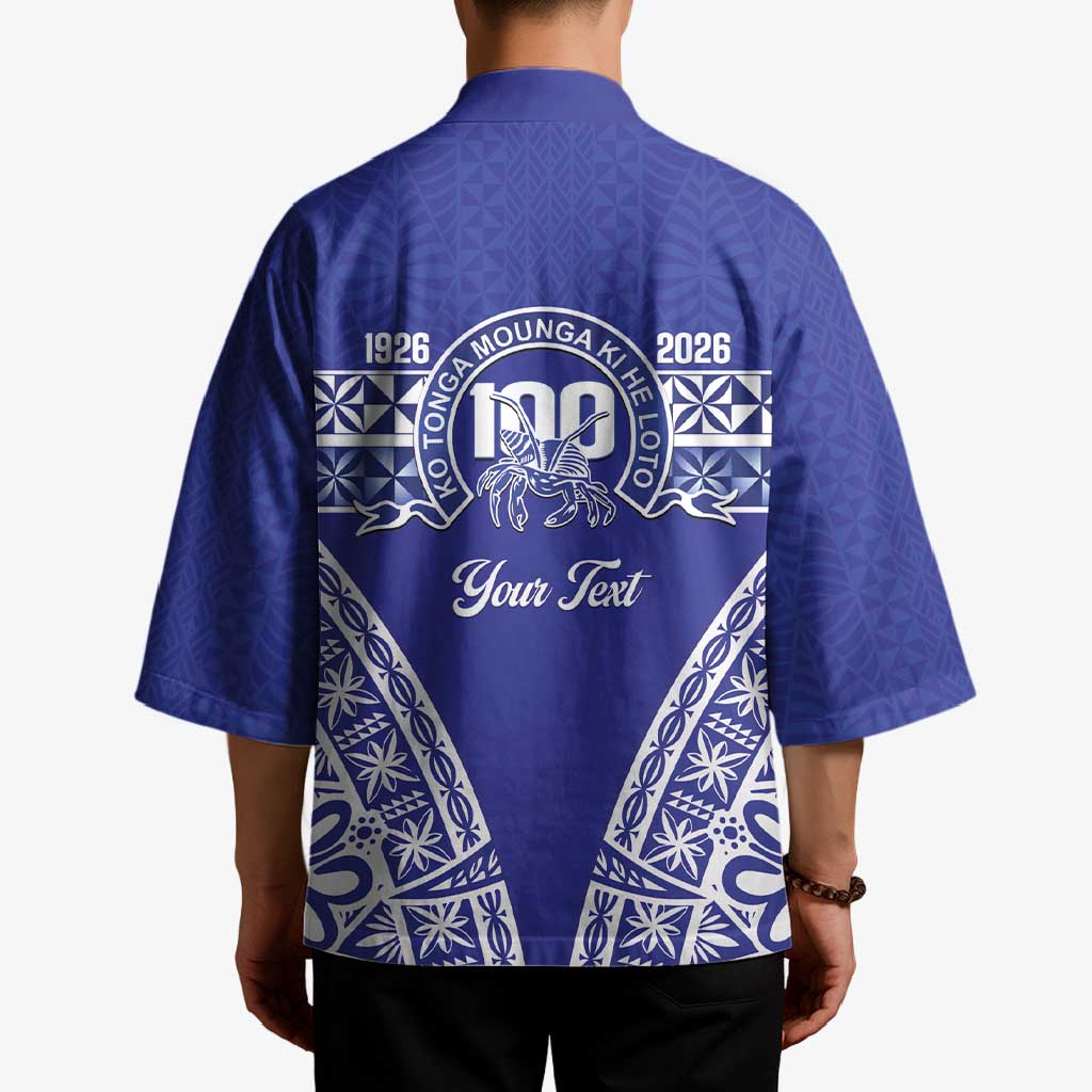 Personalised Queen Salote College Kimono Kolisi Fefine 100th Anniversary Kupesi Blue - Polynesian Pride