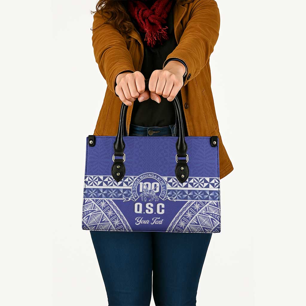 Personalised Queen Salote College Leather Bag Kolisi Fefine 100th Anniversary Kupesi Blue - Polynesian Pride
