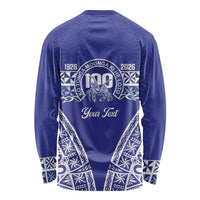 Personalised Queen Salote College Long Sleeve Shirt Kolisi Fefine 100th Anniversary Kupesi Blue - Polynesian Pride