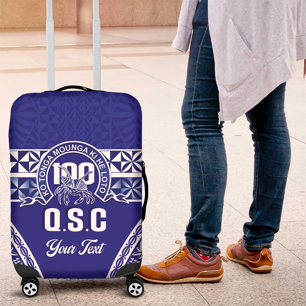 Personalised Queen Salote College Luggage Cover Kolisi Fefine 100th Anniversary Kupesi Blue - Polynesian Pride