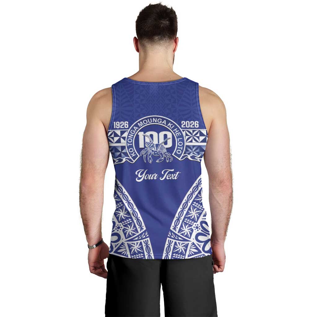 Personalised Queen Salote College Men Tank Top Kolisi Fefine 100th Anniversary Kupesi Blue - Polynesian Pride