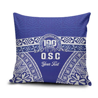 Personalised Queen Salote College Pillow Cover Kolisi Fefine 100th Anniversary Kupesi Blue - Polynesian Pride