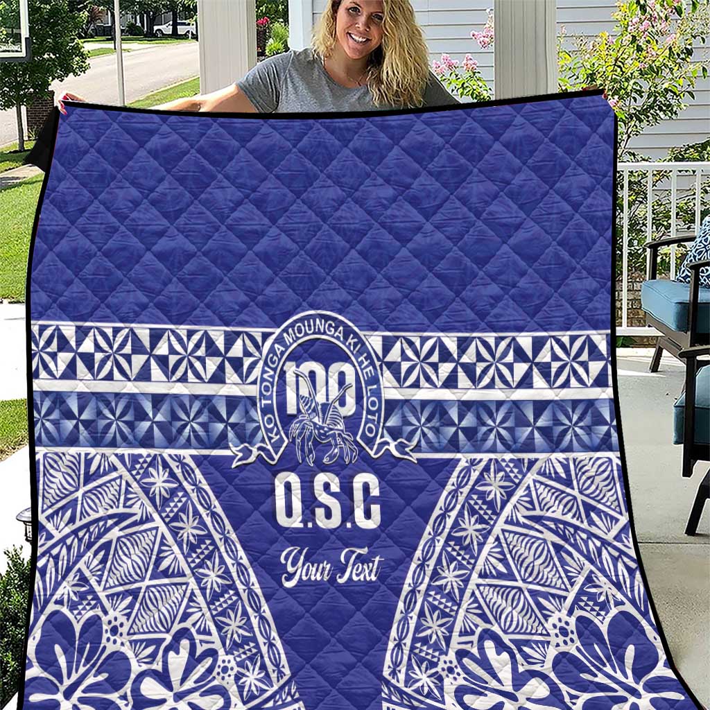 Personalised Queen Salote College Quilt Kolisi Fefine 100th Anniversary Kupesi Blue - Polynesian Pride