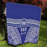 Personalised Queen Salote College Quilt Kolisi Fefine 100th Anniversary Kupesi Blue - Polynesian Pride