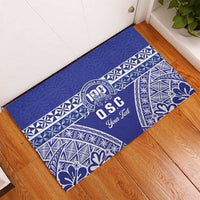 Personalised Queen Salote College Rubber Doormat Kolisi Fefine 100th Anniversary Kupesi Blue - Polynesian Pride