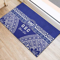 Personalised Queen Salote College Rubber Doormat Kolisi Fefine 100th Anniversary Kupesi Blue - Polynesian Pride