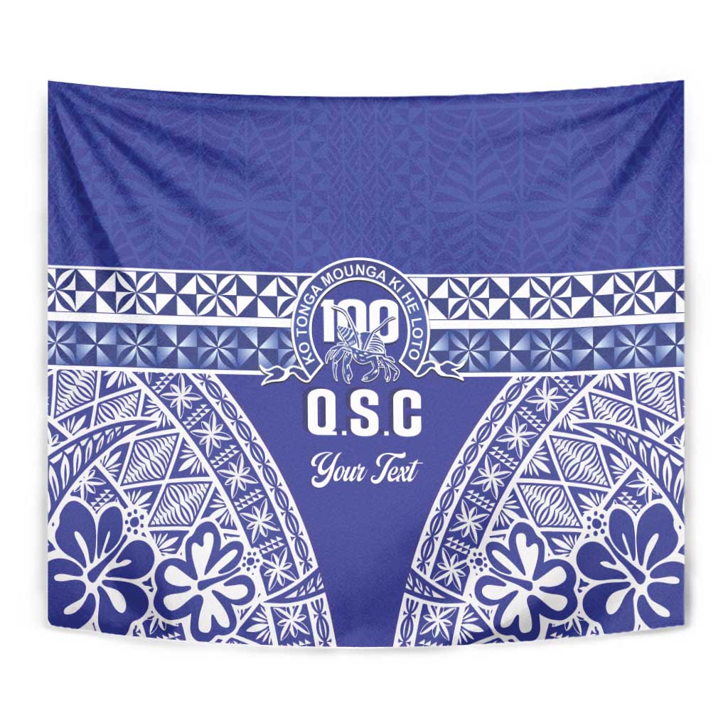 Personalised Queen Salote College Tapestry Kolisi Fefine 100th Anniversary Kupesi Blue - Polynesian Pride
