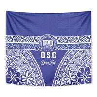 Personalised Queen Salote College Tapestry Kolisi Fefine 100th Anniversary Kupesi Blue - Polynesian Pride