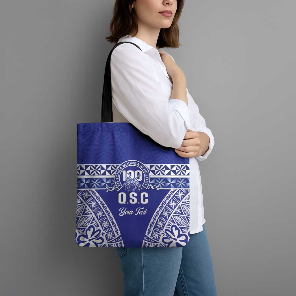 Personalised Queen Salote College Tote Bag Kolisi Fefine 100th Anniversary Kupesi Blue - Polynesian Pride