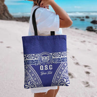 Personalised Queen Salote College Tote Bag Kolisi Fefine 100th Anniversary Kupesi Blue - Polynesian Pride