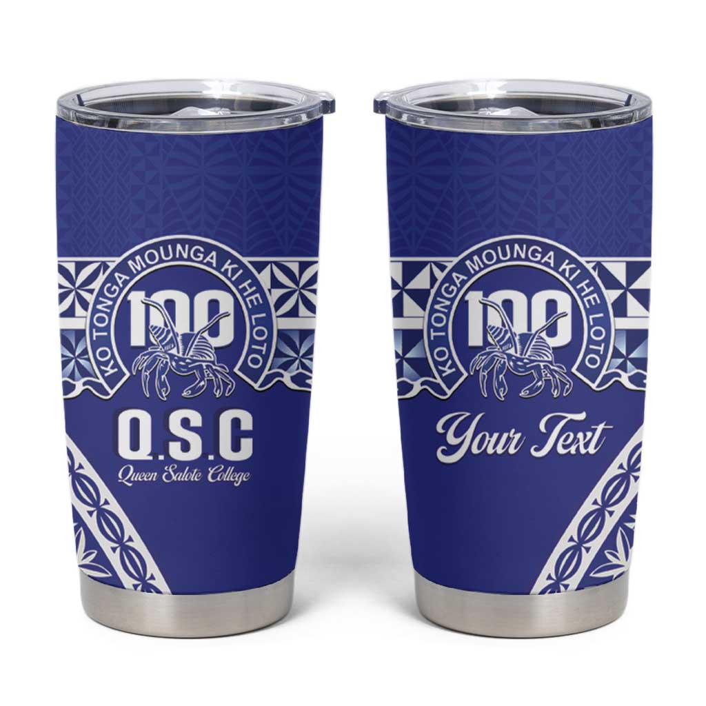 Personalised Queen Salote College Tumbler Cup Kolisi Fefine 100th Anniversary Kupesi Blue - Polynesian Pride