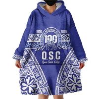 Personalised Queen Salote College Wearable Blanket Hoodie Kolisi Fefine 100th Anniversary Kupesi Blue - Polynesian Pride